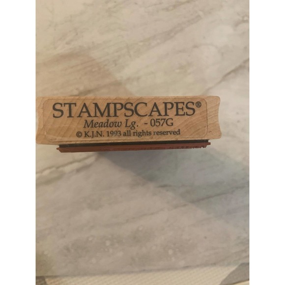 Stampscapes Meadow Lg 057G Rocks Trees Forest Scene Wood Mounted Rubber Stamp - Picture 3 of 4